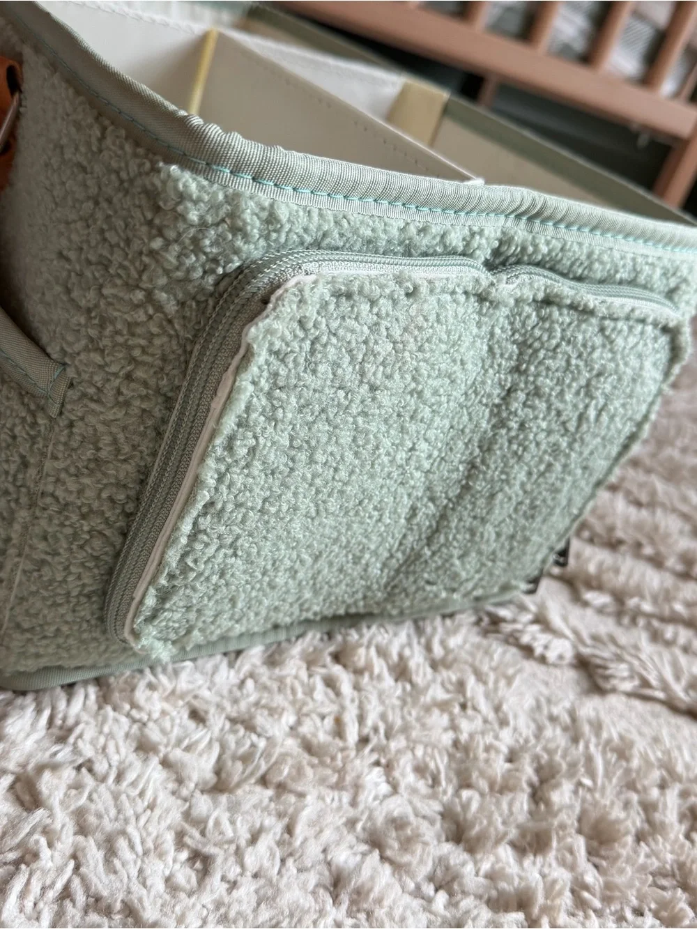 Home For Each Baby Diaper Caddy Safe Green Sherpa Tote Organizer